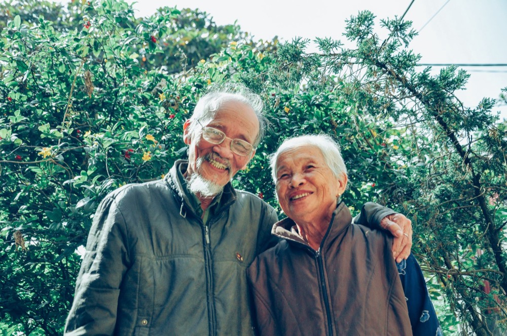 Happy retired couple enjoying life abroad